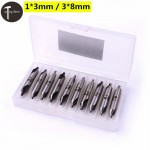10PCS 1*3mm / 3*8mm HSS Center Drill Bit 2 Flutes 60 Degree Angle Countersink Drill Bits Tool for Hole Machining Reduces Error