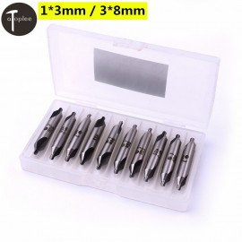 10PCS 1*3mm / 3*8mm HSS Center Drill Bit 2 Flutes 60 Degree Angle Countersink Drill Bits Tool for Hole Machining Reduces Error