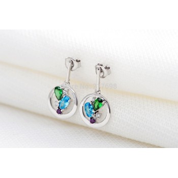 DORMITH 925 sterling silver earrings 1.5 carct AAA cubic zirconia for women fashion Multicolor stud earrings