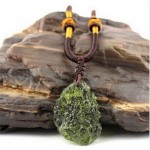 Natural Moldavite green aerolites crystal stone pendant energy apotropaic free rope Necklace Health From Czech Healing Reiki