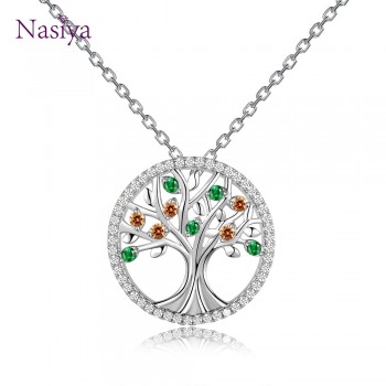 New Design 2018 Wedding Necklaces Pendants For Women 925 Silver Jewelry Necklace With Colorful Gemstone Hot Sale Christmas Gift
