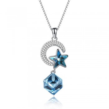 925 sterling silver necklace pendant Swarovsk for Women Heart Shape Crystal Fine Jewelry Choker Necklace Gift for Lady Collares