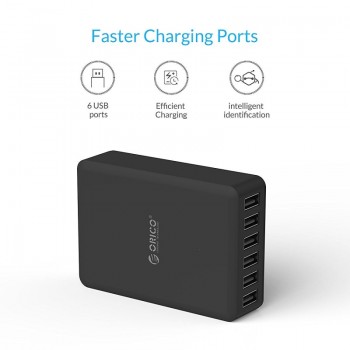 ORICO DCAP USB Charger 5V 2.4A 6 Ports 50W Universal Desktop Travel Charger for Samsung Galaxy S7/S6/Edge,LG,Xiaomi,iPhone
