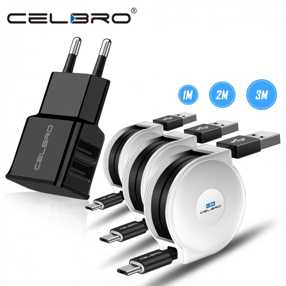 1/2/3 Meter Micro USB Retractable Charging Cable For Samsung Galaxy J3/J5/J7 2017 A3/A5/A7 2016 Portable Charger Adapter Cabel