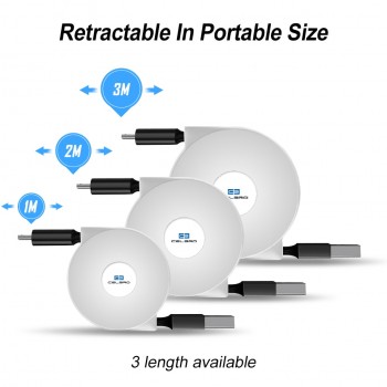 1/2/3 Meter Micro USB Retractable Charging Cable For Samsung Galaxy J3/J5/J7 2017 A3/A5/A7 2016 Portable Charger Adapter Cabel
