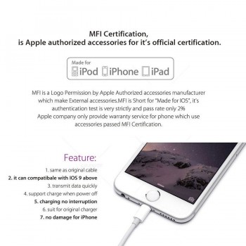 3 Meter Long USB Cable Charger for Apple iPhone SE 5 5s 6 6s 7 8 Plus X 10ft 3m Lighting MFI Certified 8 Pin Cable for iPad iPod
