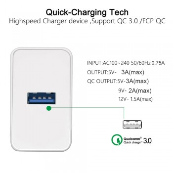 5V 3.5A Quick Charge 3.0 USB Fast Charger EU/US QC3.0 USB Wall Charger Adapter Phone Chargers for iphone X Xiaomi Samsung Huawei