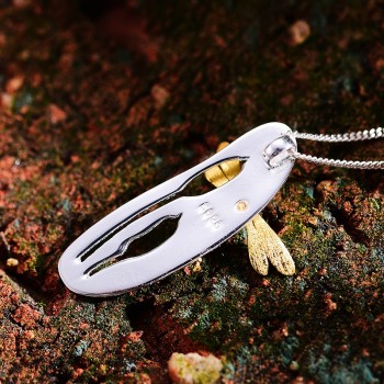 Lotus Fun Real 925 Sterling Silver Handmade Fine Jewelry Leaf and Dragonfly Design Pendant without Necklace for Women Acessorios