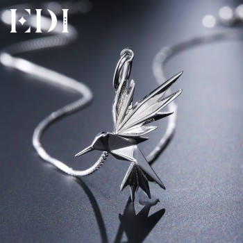 EDI Fairy Tale Animal Pendant Necklaces with Radom 18 Inch Chain Real 925 Sterling Silver Bird Necklace For Women INS Jewelry