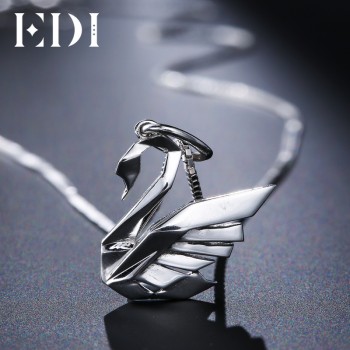 EDI Fairy Tale Animal Pendant Necklaces with Radom 18 Inch Chain Real 925 Sterling Silver Bird Necklace For Women INS Jewelry