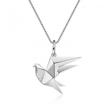 EDI Fairy Tale Animal Pendant Necklaces with Radom 18 Inch Chain Real 925 Sterling Silver Bird Necklace For Women INS Jewelry