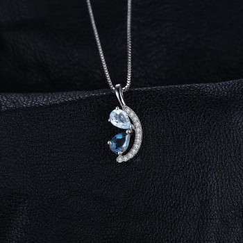 JewelryPalace 1ct Natural Sky Blue Topaz and London Blue Topaz Cluster Pendant 925 Sterling Silver Jewelry Not Include a Chain