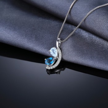JewelryPalace 1ct Natural Sky Blue Topaz and London Blue Topaz Cluster Pendant 925 Sterling Silver Jewelry Not Include a Chain