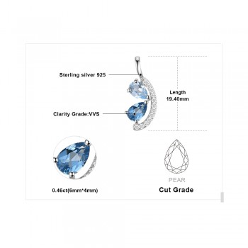 JewelryPalace 1ct Natural Sky Blue Topaz and London Blue Topaz Cluster Pendant 925 Sterling Silver Jewelry Not Include a Chain
