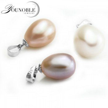Freshwater Pearl Pendant Necklace 925 Silver Women,Real WhiteNatural Pearl Pendants Jewelry Daughter Birthday Best Gift P23