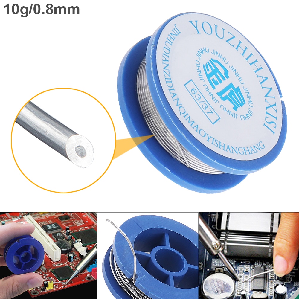 3pcs! 63/37 10g 0.8mm High Purity Tin Lead Rosin Core Solder Wire with 2% Flux Low Melting Point for Electric Soldering Iron