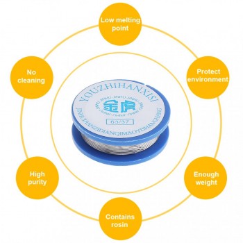 3pcs! 63/37 10g 0.8mm High Purity Tin Lead Rosin Core Solder Wire with 2% Flux Low Melting Point for Electric Soldering Iron