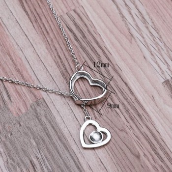 Sterling Silver 925 Color White Gold Pendant Necklace 9x12mm Amber Agate Turquoise Heart Cabochon Semi Mount Setting