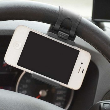 Car Phone Holder Mounted on Steering Wheel Cradle Smart Mobile Phone Clip Mount Holder Rubber Band For Samsung iPhone Xiaomi
