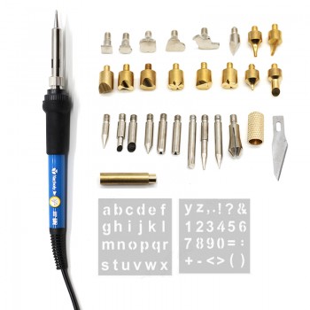 60w Adjustable Soldering Iron Carving Pyrography Tool Wood Embossing Burning Soldering Pen Set Welding Tips Kit