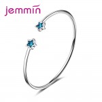 JEMMIN Big Promotion Clear Austrian Crystals Student Style Trendy Blue Stars Opening Bangles 925 Sterling Silver Valentines Gif