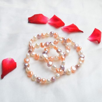 ASHIQI Real Natural Freshwater Pearl Charm Bracelets amp; Bangles for women 8-9mm Vintage elastic Baroque pearl jewelry gift