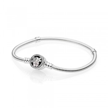 FAHMI 100% 925 Sterling Silver 1:1 MOMENTS Two-Tone Signature SPARKLING HEART Pink POETIC BLOOMS WILDFLOWER MEADOW Bracelet