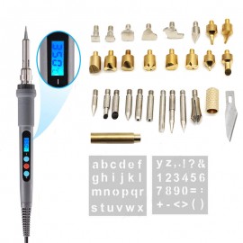 60W AC 220 Digital Display Wood Burning Soldering Irons Crafts Tools Pyrography Pen Machine Kit Set EU Plug