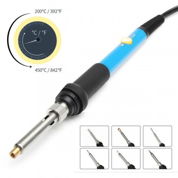 60W 220V 28Pcs Electric Soldering Iron Temp Adjust Wood Embossing Burning Carving Pyrography Engrave Tool Kit Brass +Solder Tips