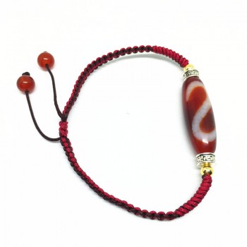 Handmade Ajustable Bracelet Agate Money Hook Tibetan Dzi Bead Amulet Good Luck Red Color High Quality