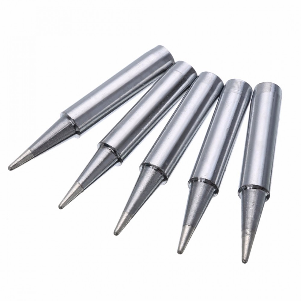 5pcs Silver 900M-T-B Soldering Tips Oxygen-free Copper Solder Iron Tip Set For 936/937/938/969 Soldering Station