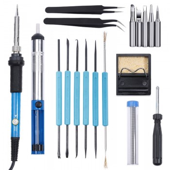 Vastar 18Pcs 60W Electric Soldering Irons Kit Temperature Adjustable Electric Iron Set Mini Handle Heat Pencil Soldering Iron