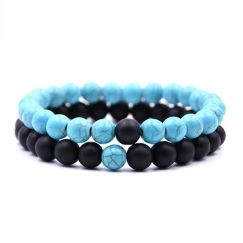 Red Stone Bracelet Set 2 piece 8mm Redamp; Black Mens Bracelet Set Tiger Eye Stone Beads Bracelet Couple Women Jewelry