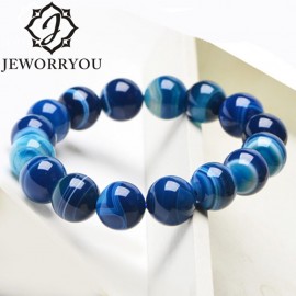 6-12mm Blue Natural Agate Mens Bracelets Natural Sone Femme Blue Best Friend Bracelet For Men 2018 Natural Stone Bracelet Homme