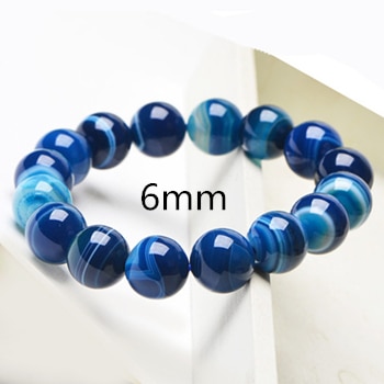 6-12mm Blue Natural Agate Mens Bracelets Natural Sone Femme Blue Best Friend Bracelet For Men 2018 Natural Stone Bracelet Homme