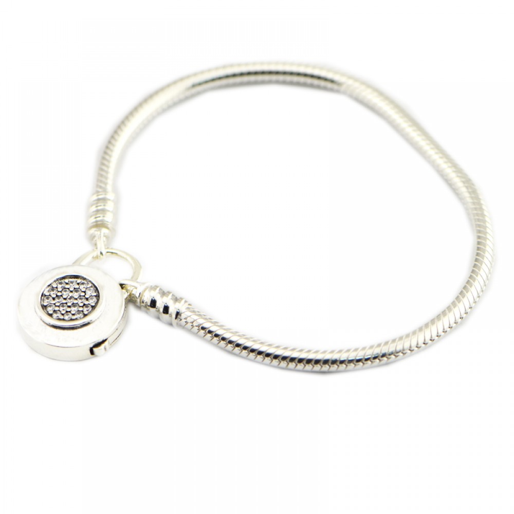 Compatible With European Jewelry Moments Smooth Silver Bracelet CZ 100% 925 Sterling Silver Bracelets DIY  Wholesale