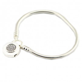 Compatible With European Jewelry Moments Smooth Silver Bracelet CZ 100% 925 Sterling Silver Bracelets DIY  Wholesale