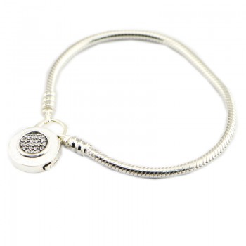 Compatible With European Jewelry Moments Smooth Silver Bracelet CZ 100% 925 Sterling Silver Bracelets DIY  Wholesale