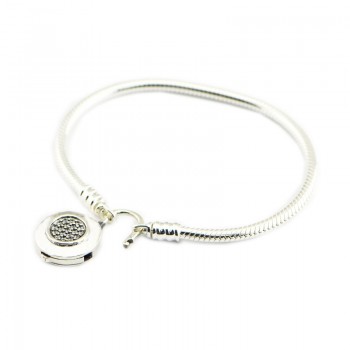Compatible With European Jewelry Moments Smooth Silver Bracelet CZ 100% 925 Sterling Silver Bracelets DIY  Wholesale