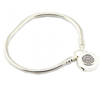 Compatible With European Jewelry Moments Smooth Silver Bracelet CZ 100% 925 Sterling Silver Bracelets DIY  Wholesale