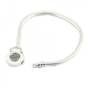 Compatible With European Jewelry Moments Smooth Silver Bracelet CZ 100% 925 Sterling Silver Bracelets DIY  Wholesale