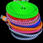 3M 10FT Colorful Fabric braided Flat 8 pin USB cable Accessory Bundles for iPhone 6 plus 5 5s IOS 9 100pcs