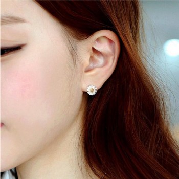 Lamp;zuan 925 Sterling Silver Flower Jewelry Set for Women Cute Daisy Stud Earrings amp; Pendant Necklace Girl Fine Jewelry Set Gift