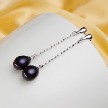 Dainashi Hot women water drop white, pink, purple, black pearl long earrings pendant elegant sets with fine 925 silver in party