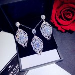 S925 Silver Fine Jewelry Sets For Women Hyperbole White Cubic Zirconia Long Drop Earrings Necklaces Pendants Sweater Chain