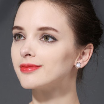 FENASY Freshwater Pearl Jewelry Sets S925 Sterling Silver Natural Pearl Fashion Geometric Shell Design Necklace Earrings In Box