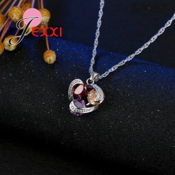JEMMIN Shiny 925 Sterling Silver Jewelry Sets 3 Color CZ Drop Earrings Necklace Pendant Jewelry For Women Appointment Party
