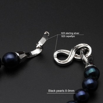 Real wedding black pearl jewelry set women,bridal 925 sterling silver bracelet ring bridal jewelry black pearl necklace sets
