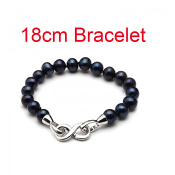 Real wedding black pearl jewelry set women,bridal 925 sterling silver bracelet ring bridal jewelry black pearl necklace sets
