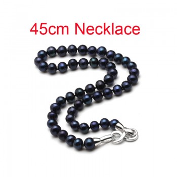 Real wedding black pearl jewelry set women,bridal 925 sterling silver bracelet ring bridal jewelry black pearl necklace sets